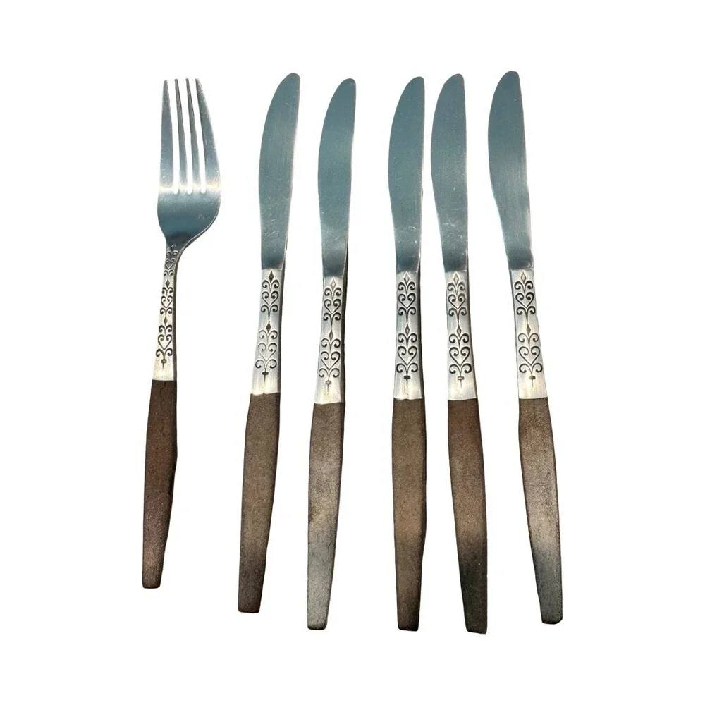 Vtg Interpur INR2 Japan Stainless Steel Canoe Muffin Silverware Flatware 17 pc
